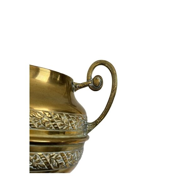 Vintage 80s Hammered Brass Oval Shape Cachepot Planter Size 13" Length - Picture 12 of 16